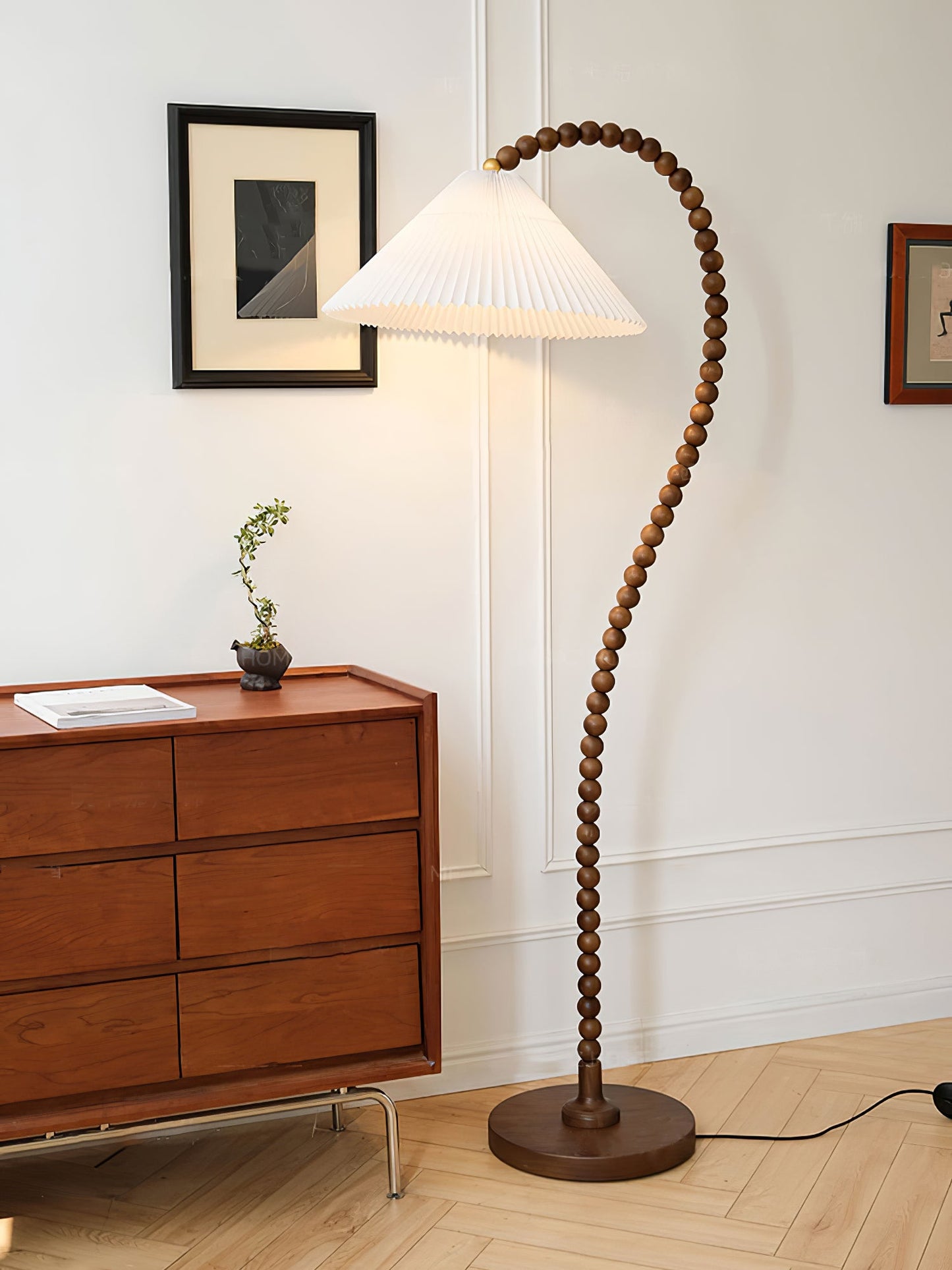 Wooden Bead Floor Lamp Decor