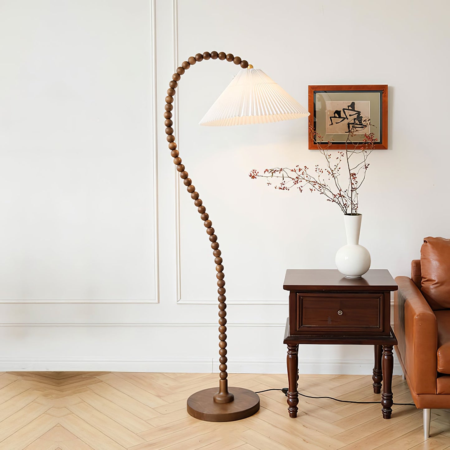Wooden Bead Floor Lamp Decor
