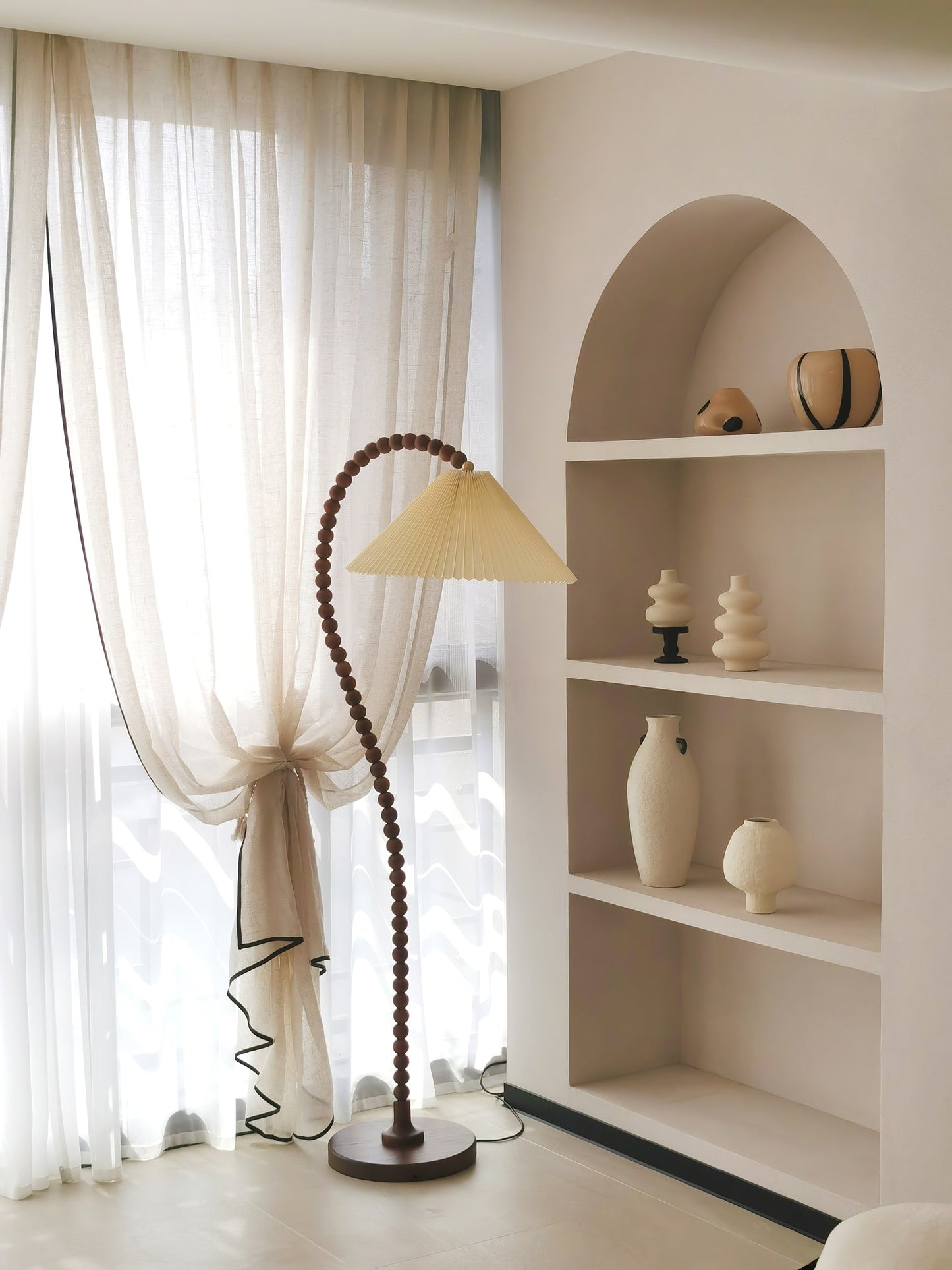 Wooden Bead Floor Lamp Decor