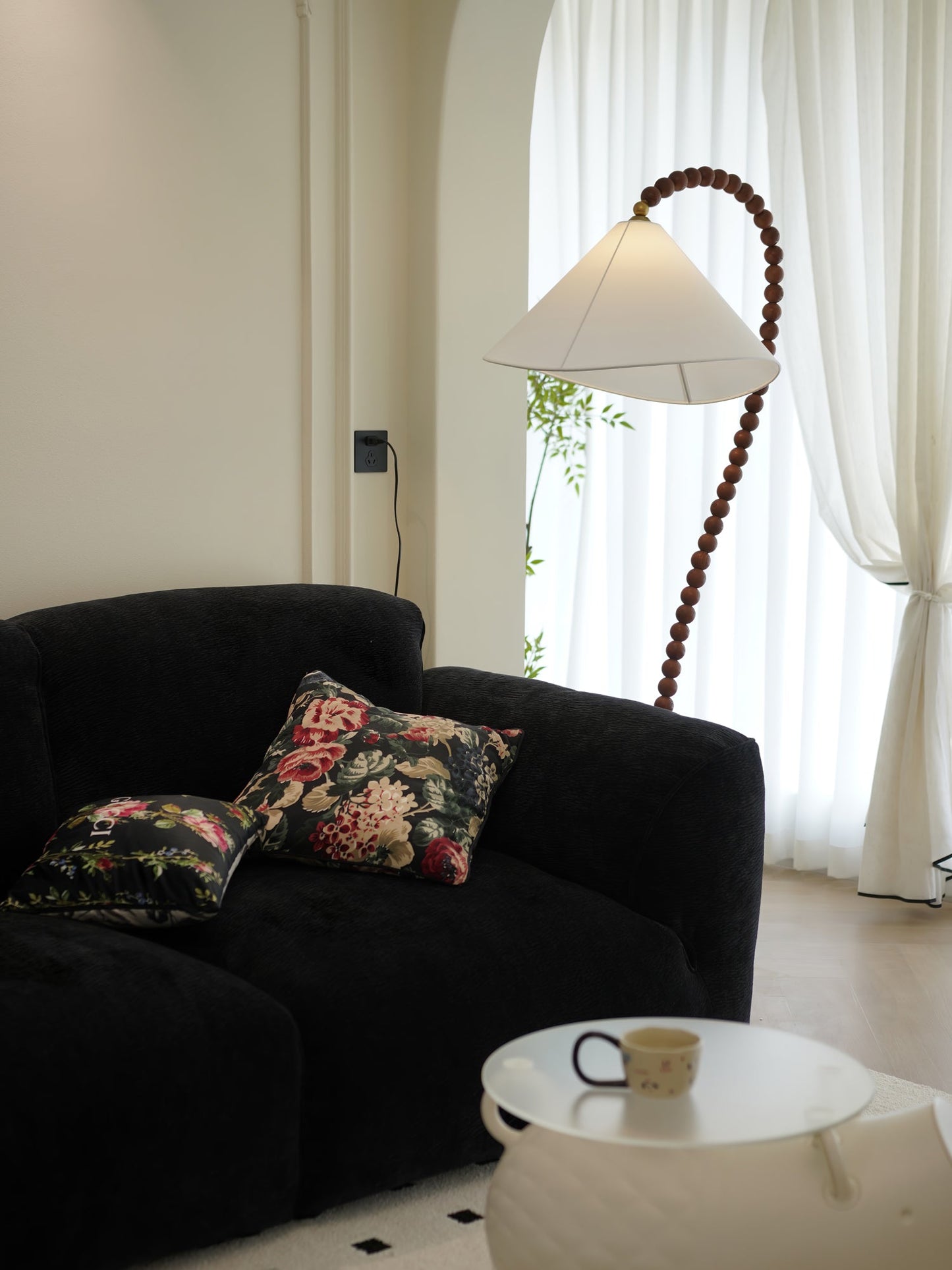 Wooden Bead Floor Lamp Decor