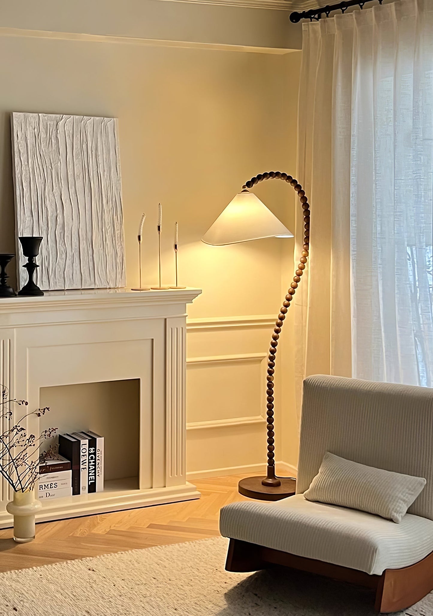 Wooden Bead Floor Lamp Decor