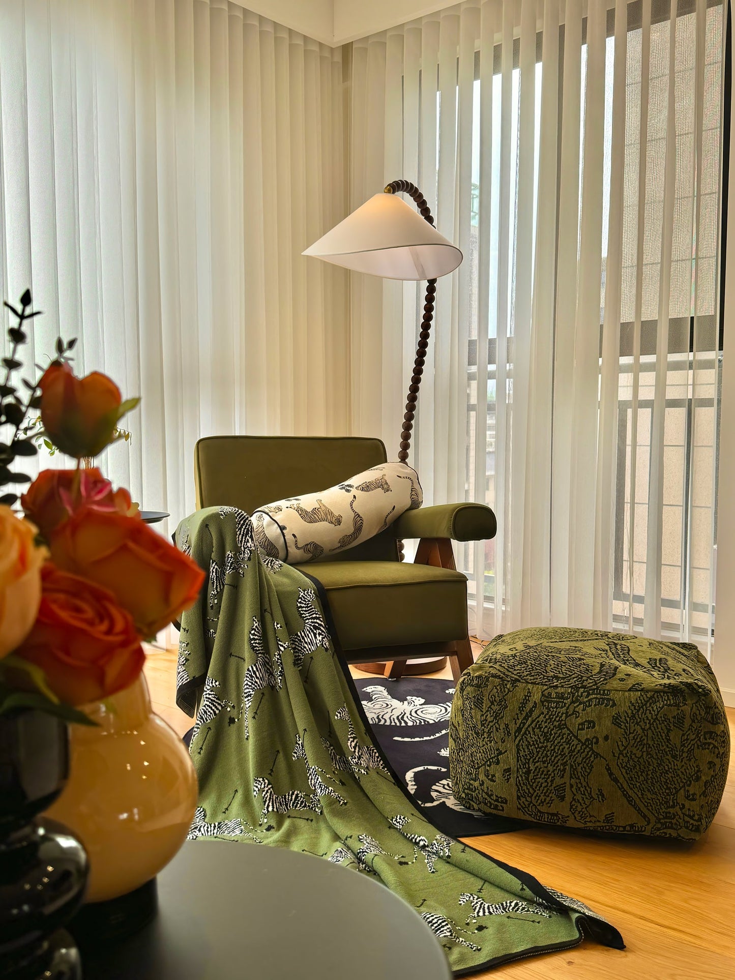 Wooden Bead Floor Lamp Decor