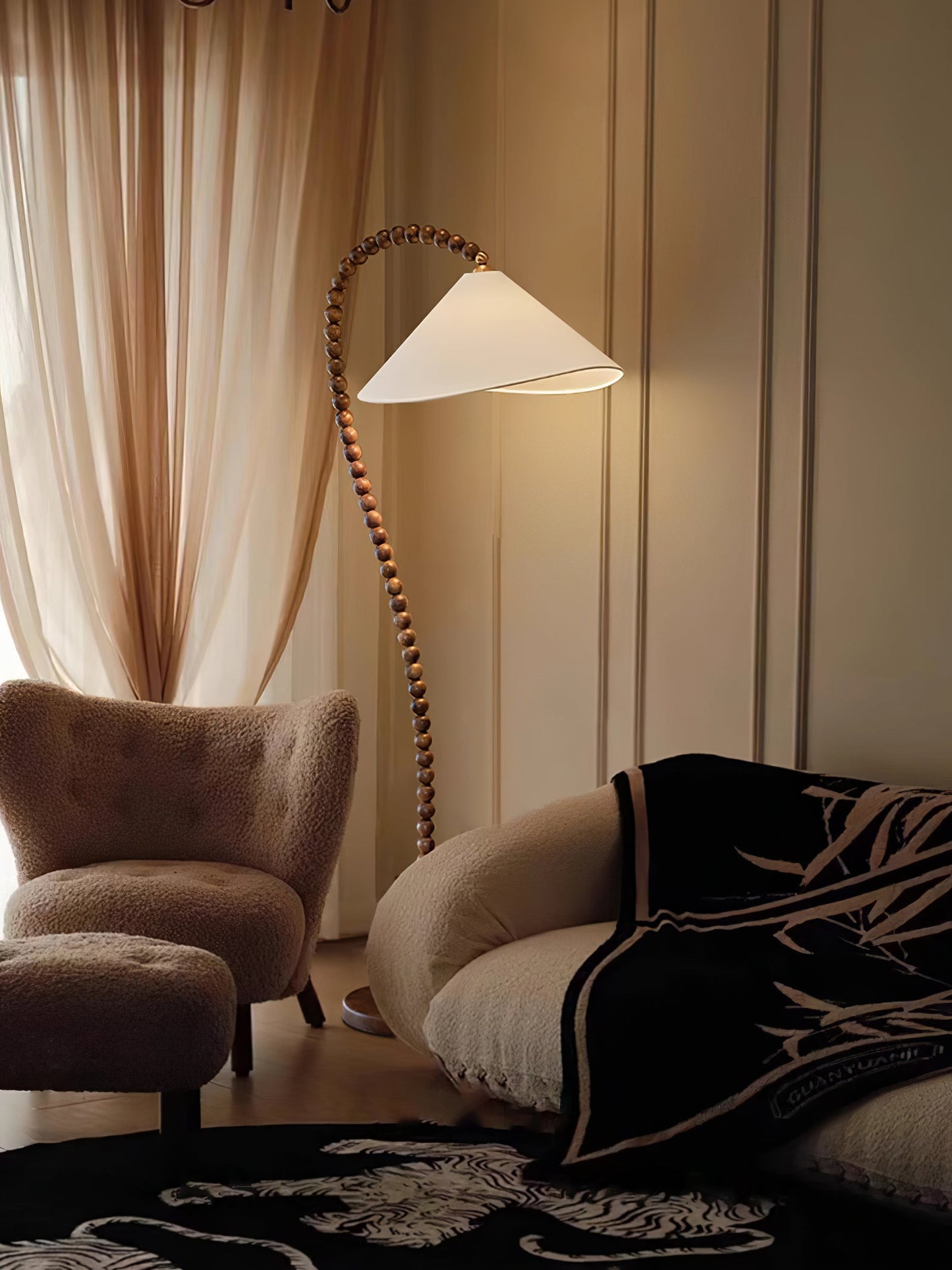 Wooden Bead Floor Lamp Decor
