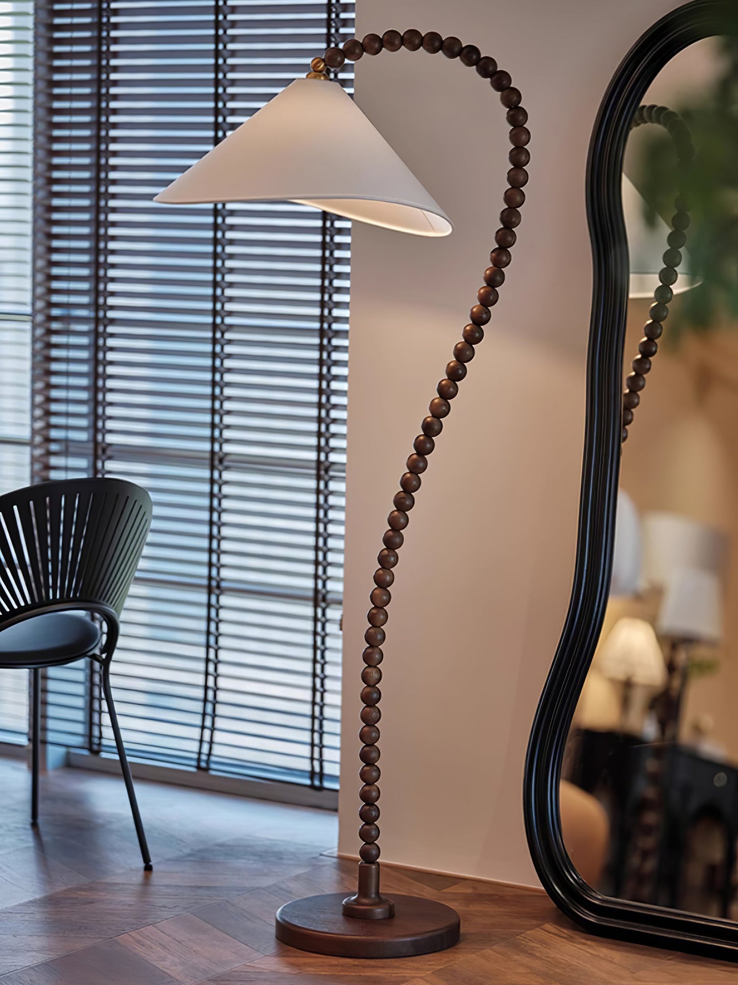 Wooden Bead Floor Lamp Decor