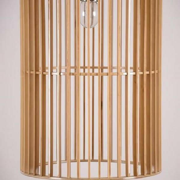 Wooden bird cage pendant light