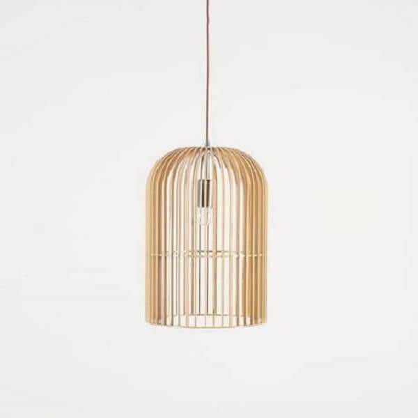 Wooden bird cage pendant light