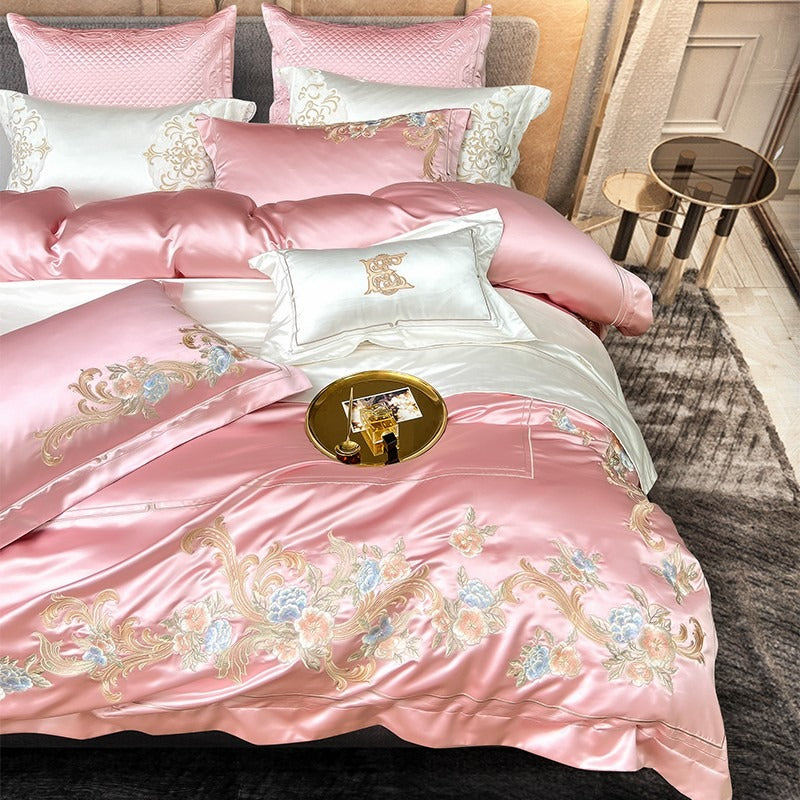 Esana Pink Embroidery Egyptian Cotton Bedding Set