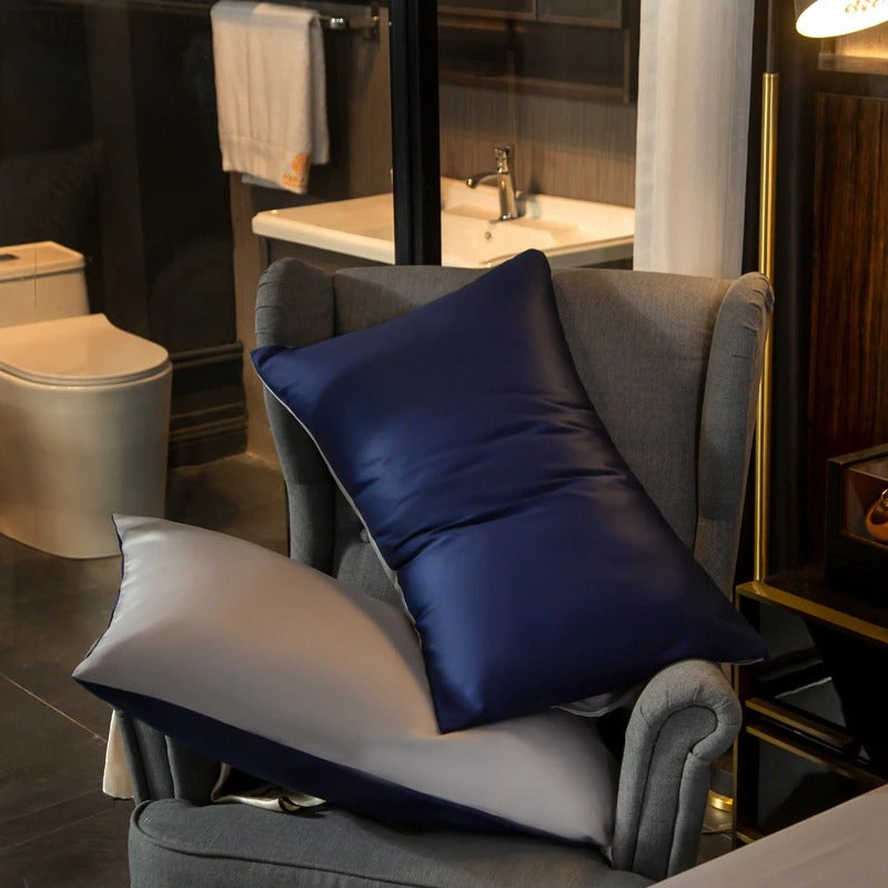 Shemir Royal Blue Silver Reversible Egyptian Cotton Bedding Set