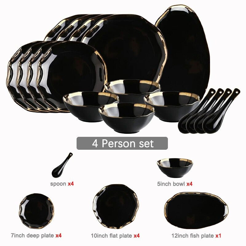 Nora Black White Dinnerware Set