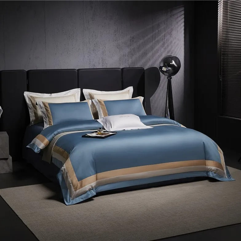 Luxor Blue Stripe Egyptian Cotton Bedding Set