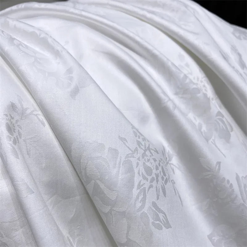 Ulla White Cotton Jacquard Bedding Set