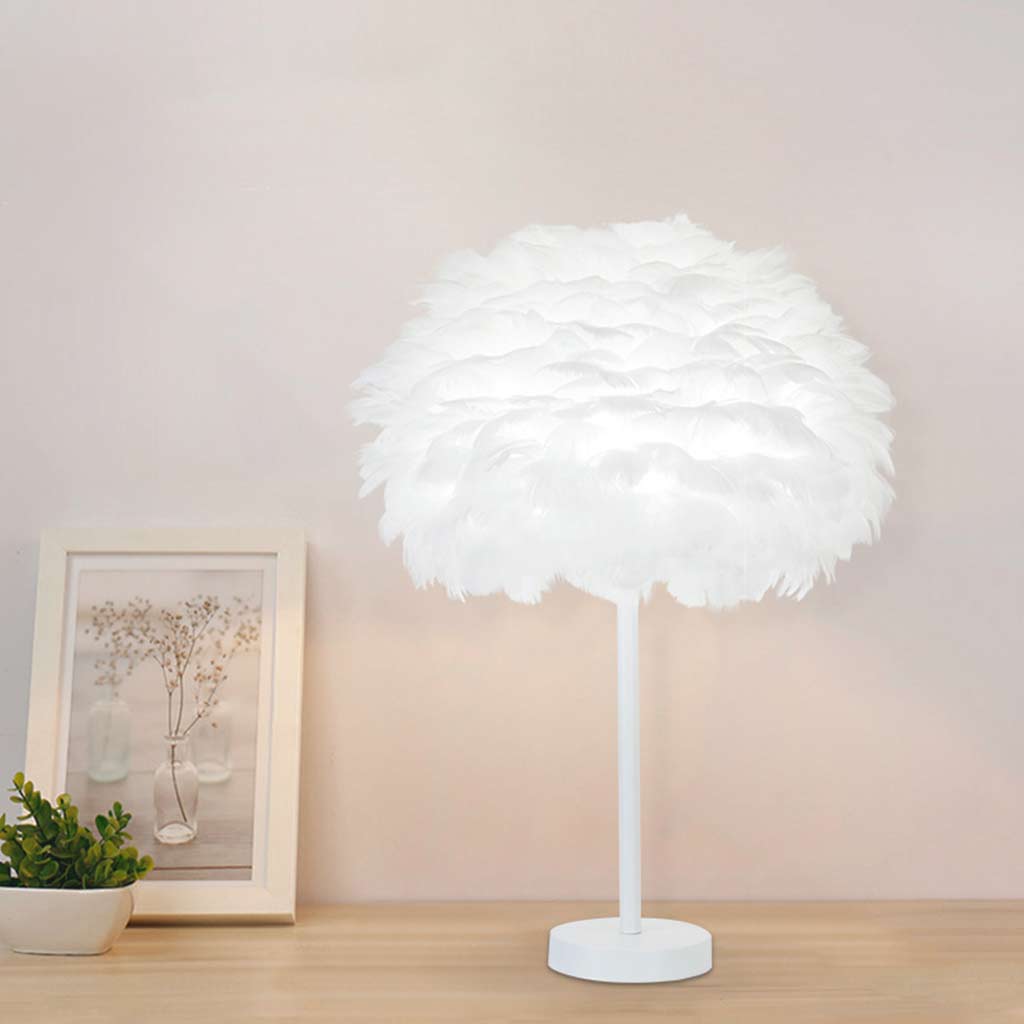 Feather Table Lamp Minimalist Bloom, All White