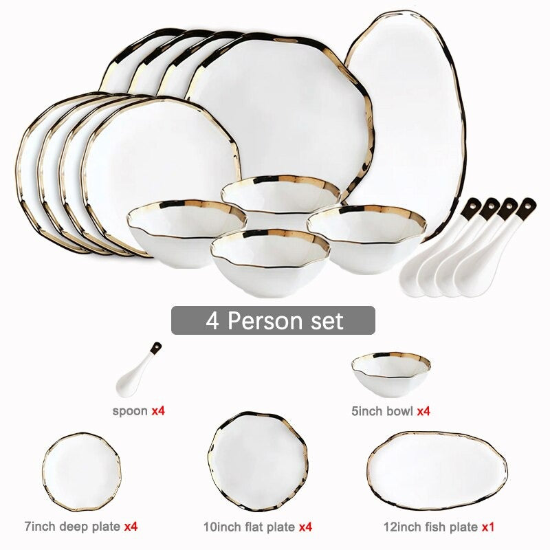 Nora Black White Dinnerware Set