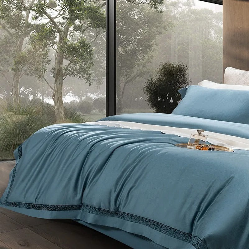 Elysium Blue Egyptian Cotton Bedding Set
