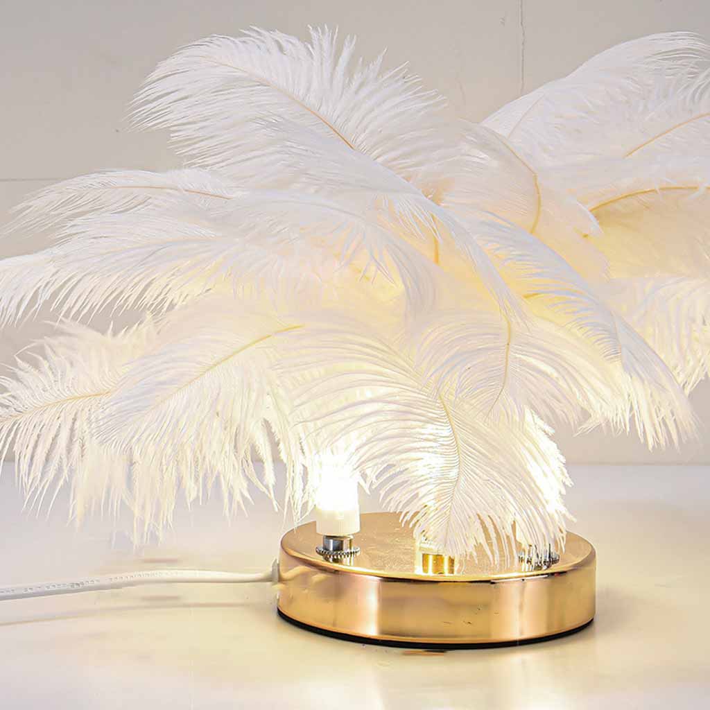 Ostrich Feather Table Lamp Cute, 3 Colors