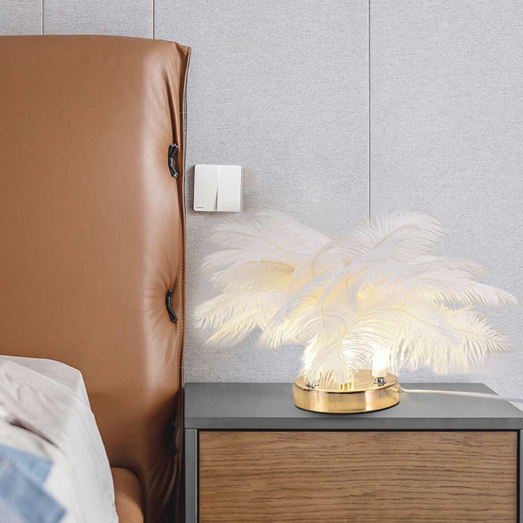 Ostrich Feather Table Lamp Cute, 3 Colors