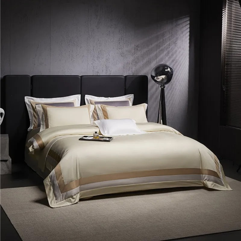 Luxor Beige Stripe Egyptian Cotton Bedding Set