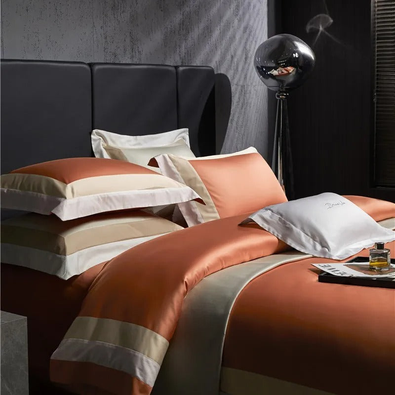 Luxor Orange Stripe Egyptian Cotton Bedding Set