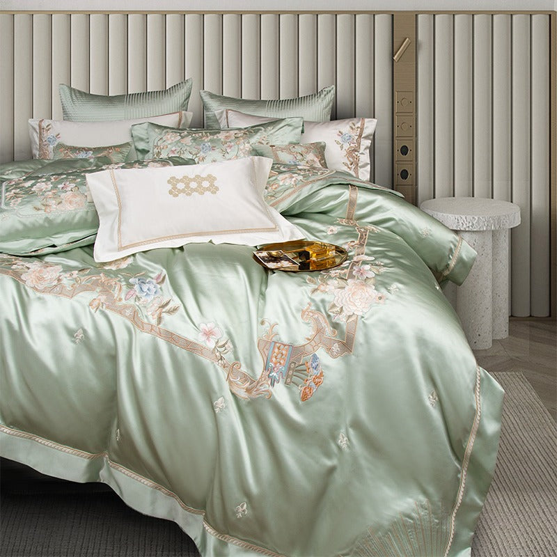 Esana Green Embroidery Egyptian Cotton Bedding Set