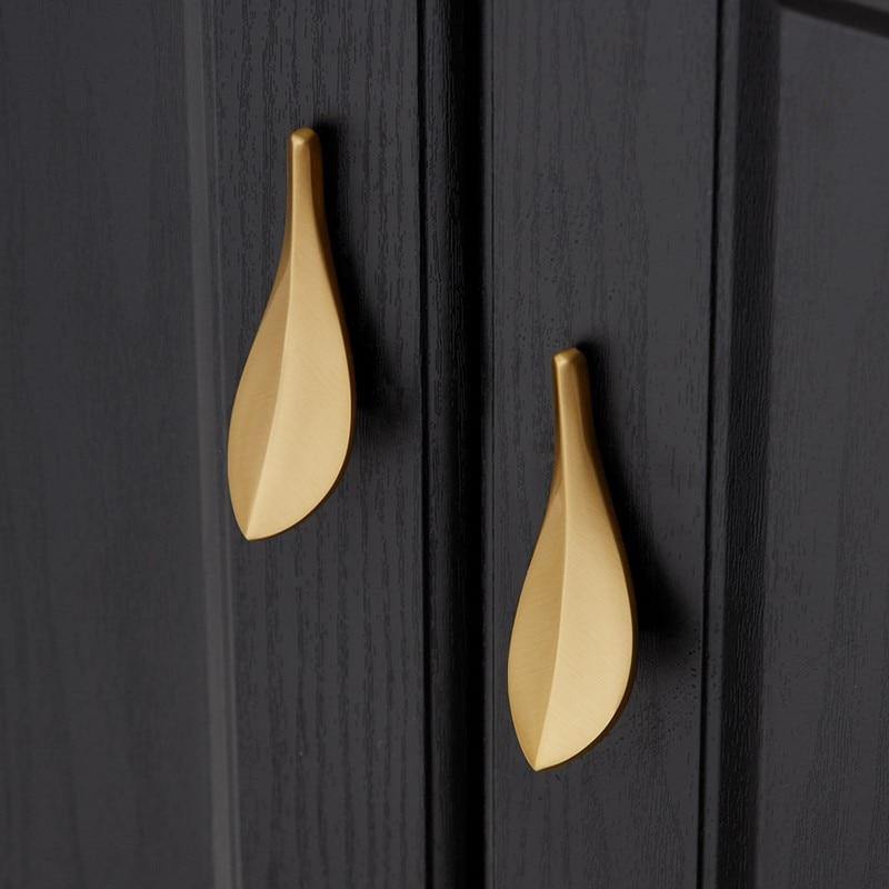 Golden Leaf Cabinet Handles - Nordic Side - 