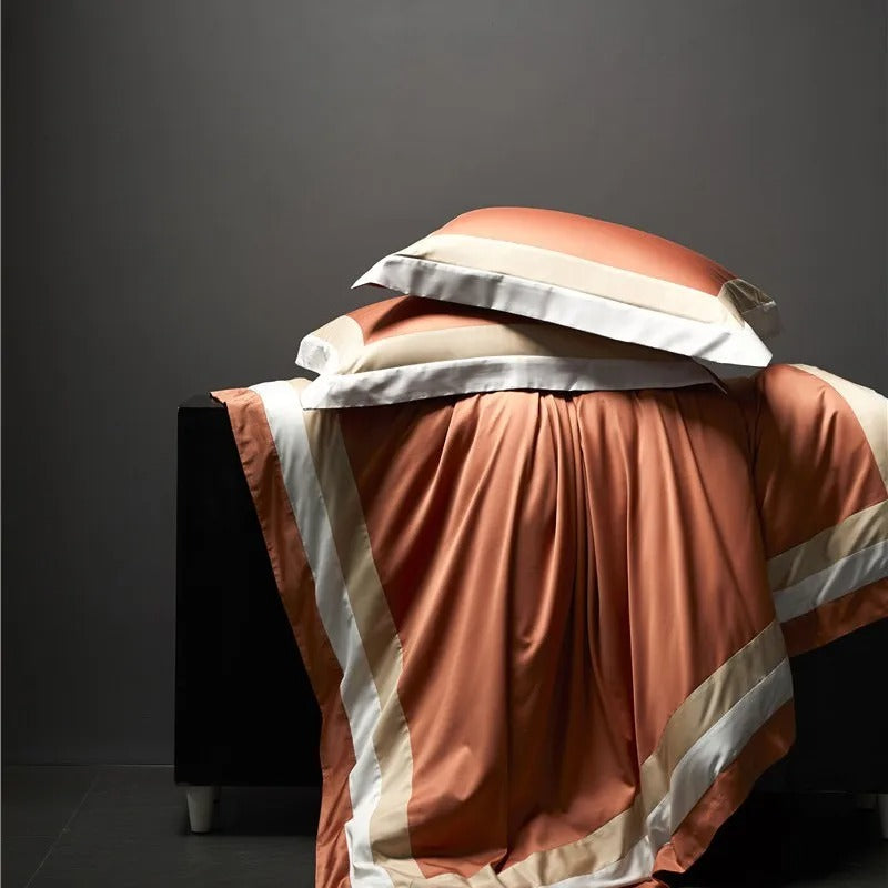 Luxor Orange Stripe Egyptian Cotton Bedding Set