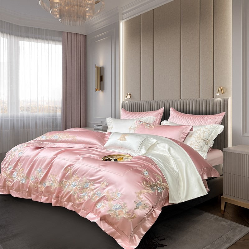Esana Pink Embroidery Egyptian Cotton Bedding Set