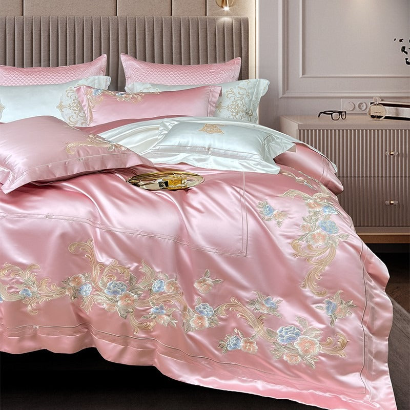 Esana Pink Embroidery Egyptian Cotton Bedding Set