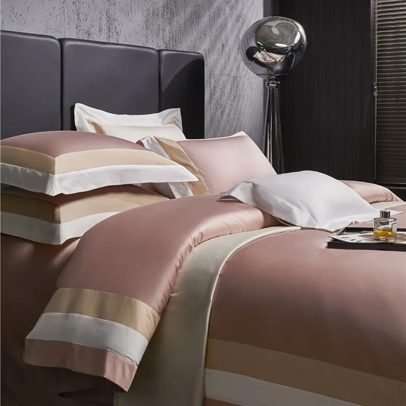 Luxor Pink Stripe Egyptian Cotton Bedding Set