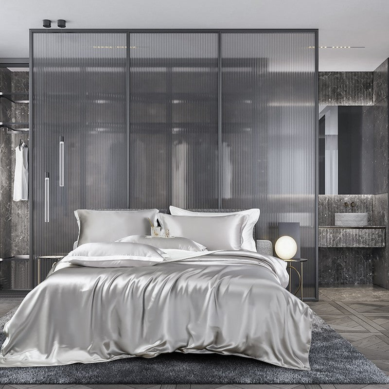 Zenith Grey Silk Bedding Set