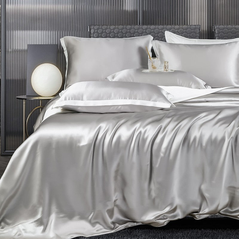 Zenith Grey Silk Bedding Set