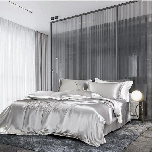 Zenith Grey Silk Bedding Set