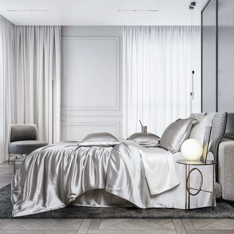Zenith Grey Silk Bedding Set