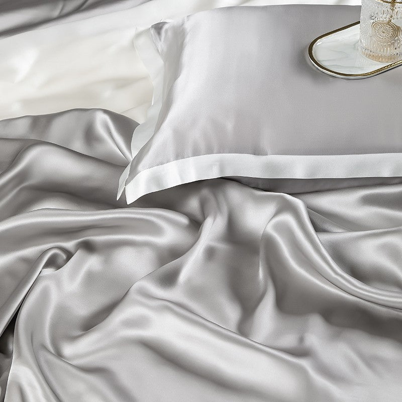 Zenith Grey Silk Bedding Set