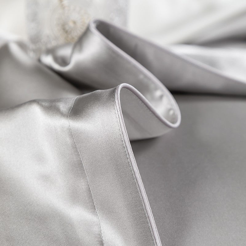 Zenith Grey Silk Bedding Set