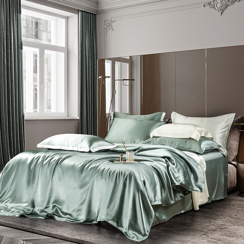 Zenith Aqua Green Silk Bedding Set