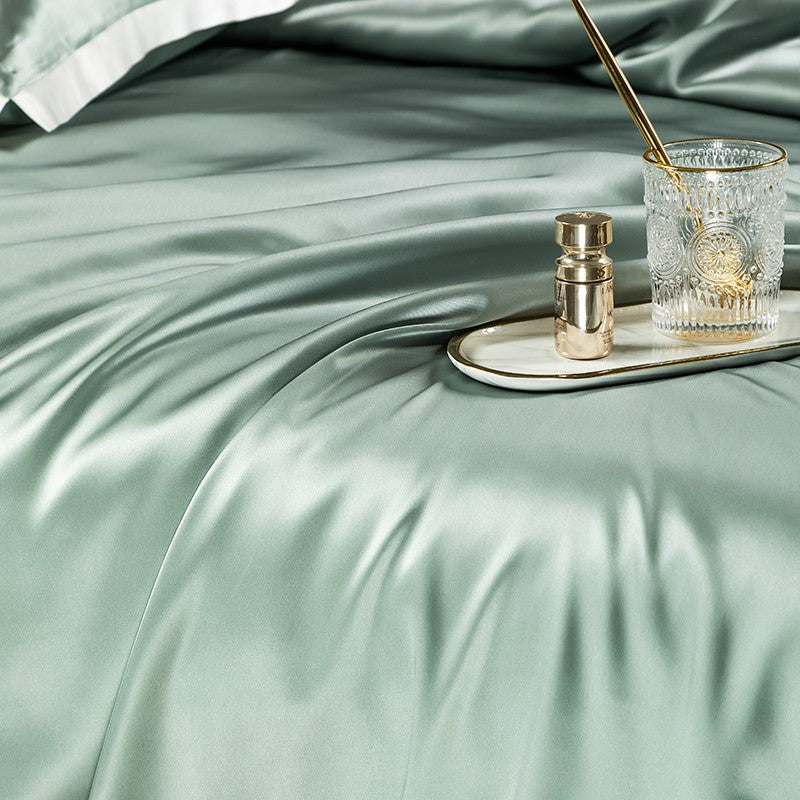 Zenith Aqua Green Silk Bedding Set