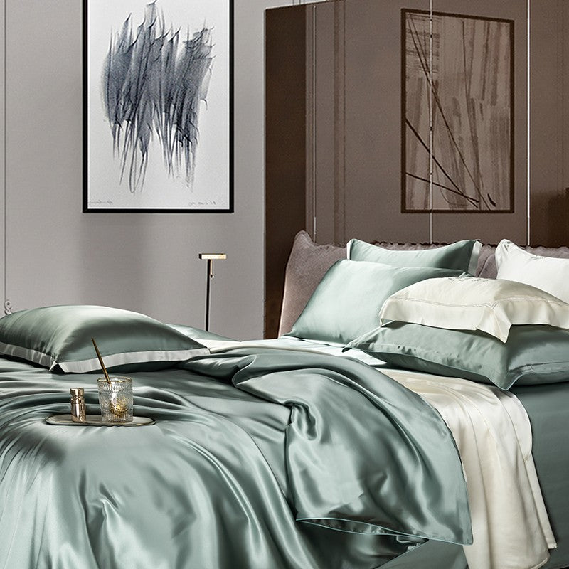 Zenith Aqua Green Silk Bedding Set