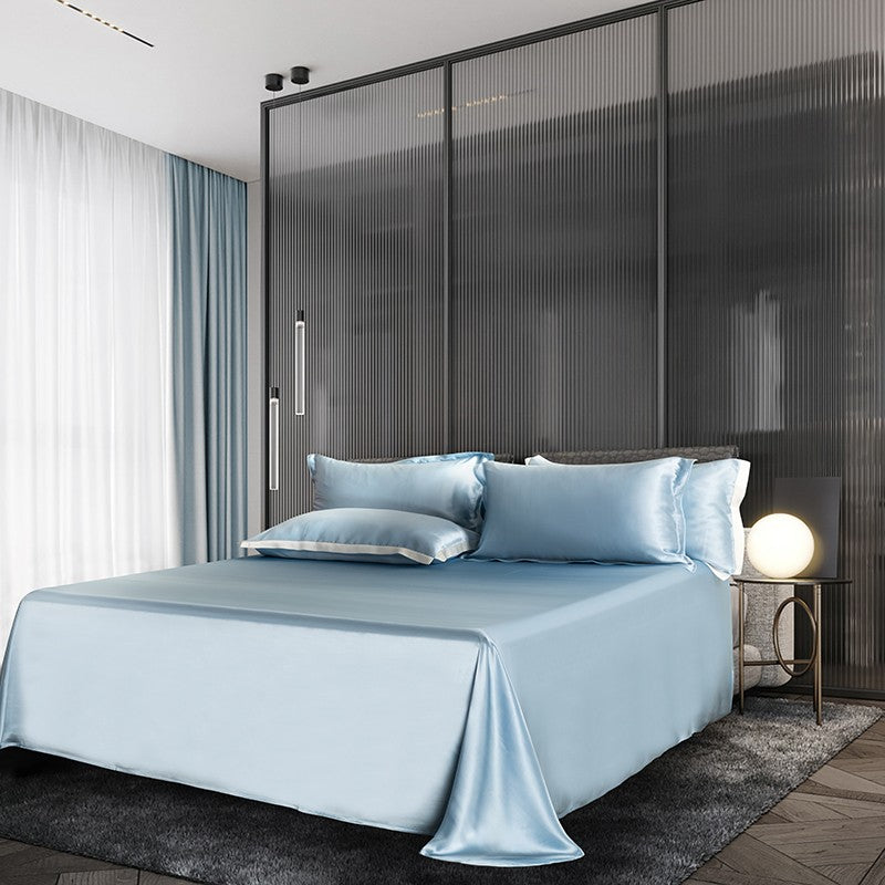 Zenith Sky Blue Silk Bedding Set
