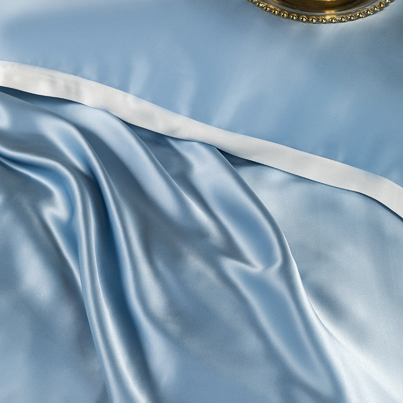Zenith Sky Blue Silk Bedding Set