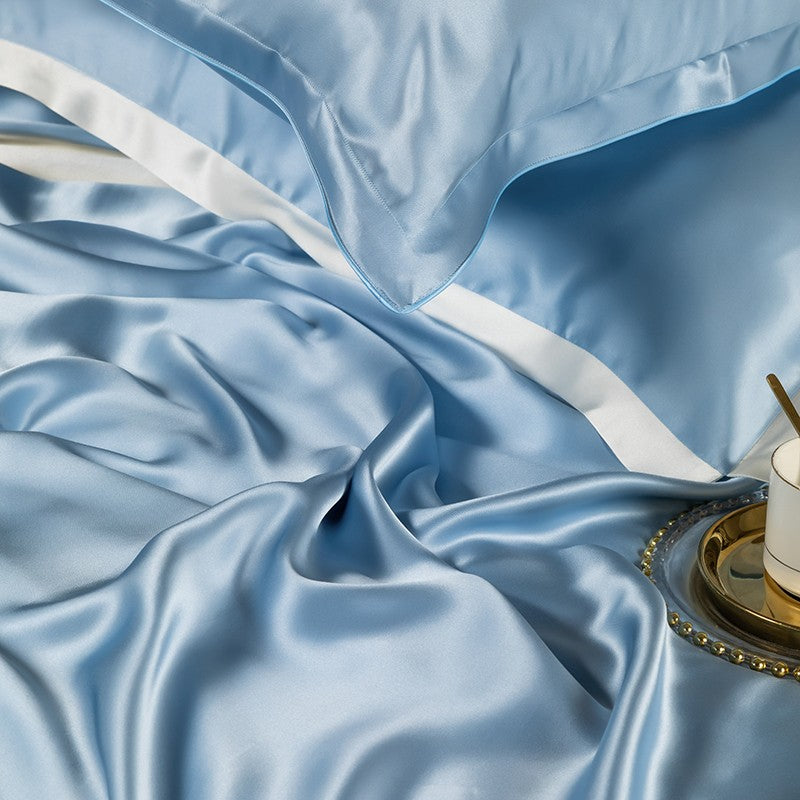 Zenith Sky Blue Silk Bedding Set