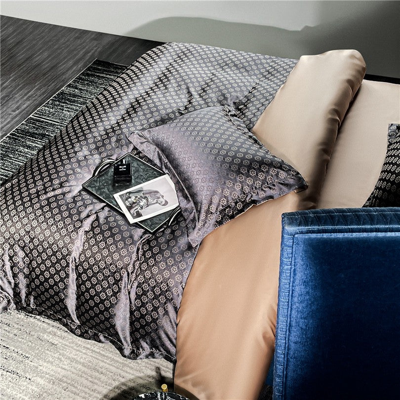 Sophia Black Cotton Satin Bedding Set