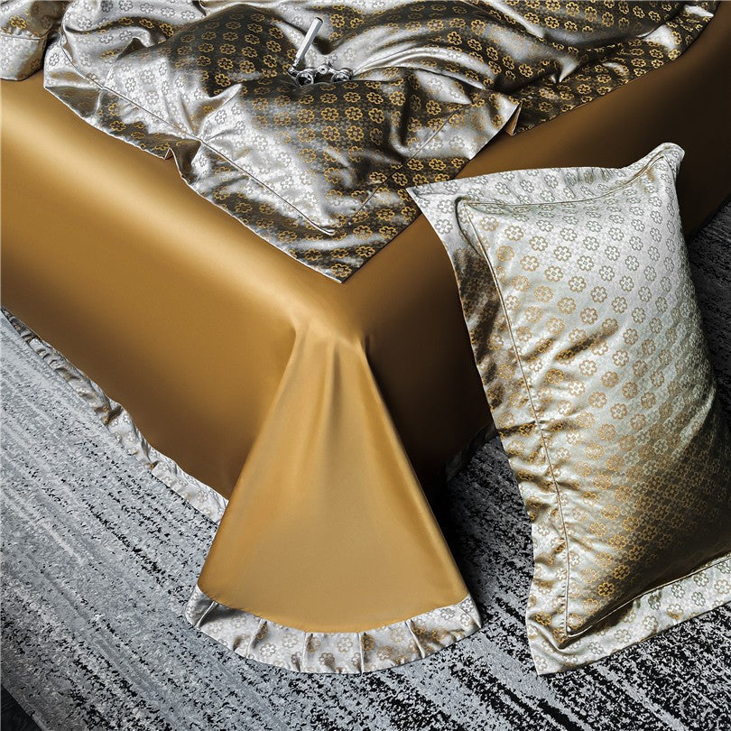 Sophia Gold Cotton Satin Bedding Set