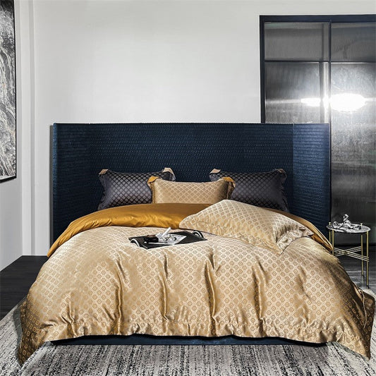 Sophia Gold Cotton Satin Bedding Set