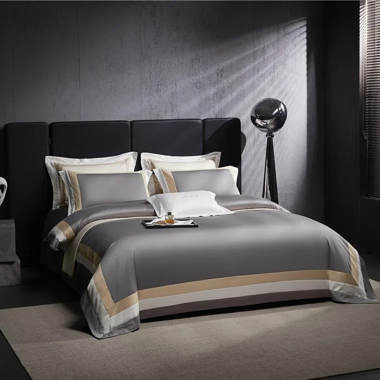 Luxor Grey Stripe Egyptian Cotton Bedding Set