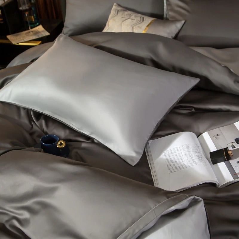Shemir Grey Silver Reversible Egyptian Cotton Bedding Set