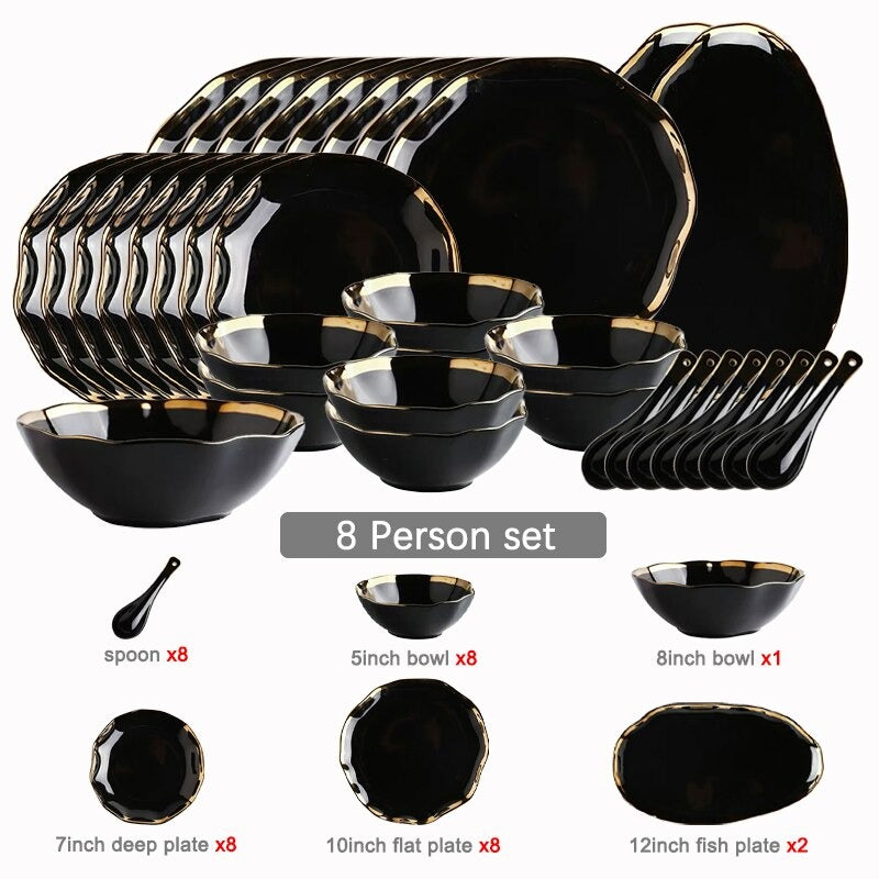 Nora Black White Dinnerware Set