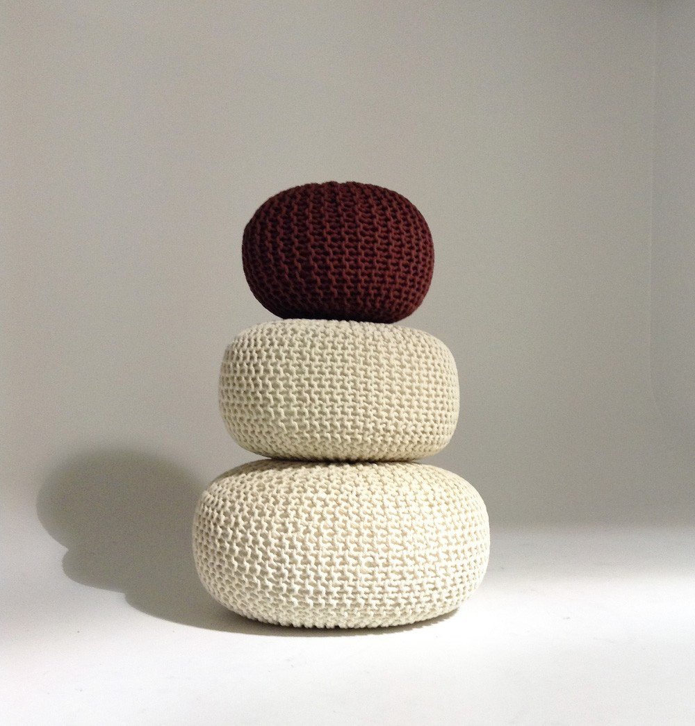 Handmade Round Knitted Pouf - Nordic Side - 06-01, feed-cl0-over-80-dollars, gfurn, hide-if-international, us-ship