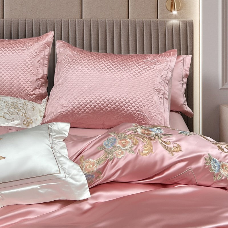 Esana Pink Embroidery Egyptian Cotton Bedding Set