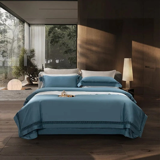 Elysium Blue Egyptian Cotton Bedding Set