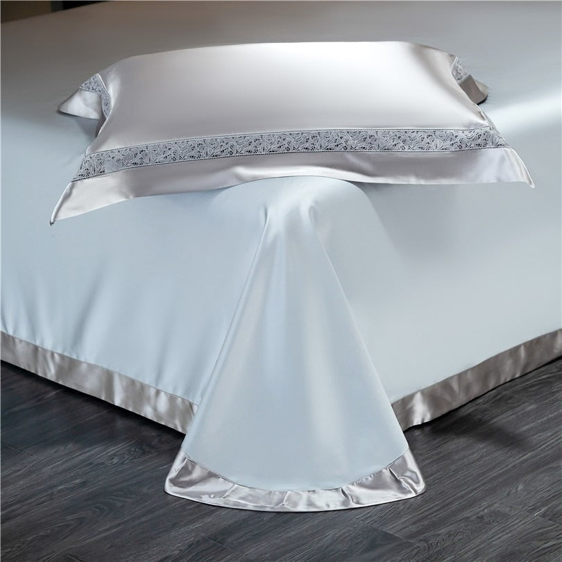 Willa Silver Satin Cotton Bedding Set